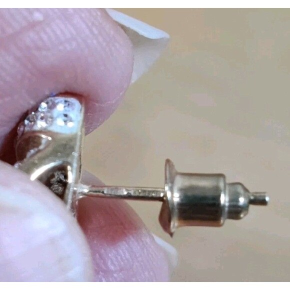 Designer Jordan Mom Gold Tone 925 Sterling Silver Love Knot Sparkly Earrings - Picture 6 of 8